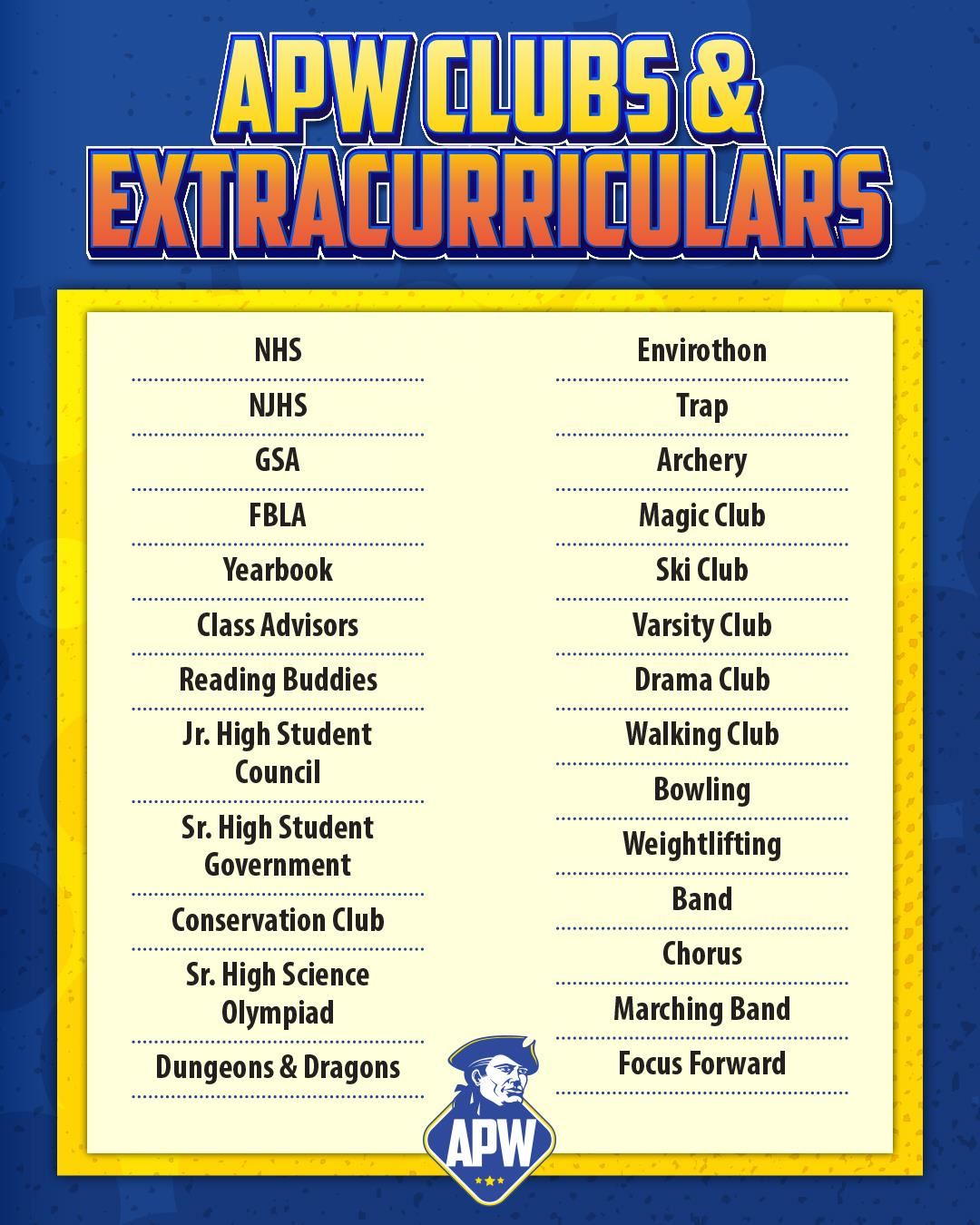 APW Clubs and Extracurriculars